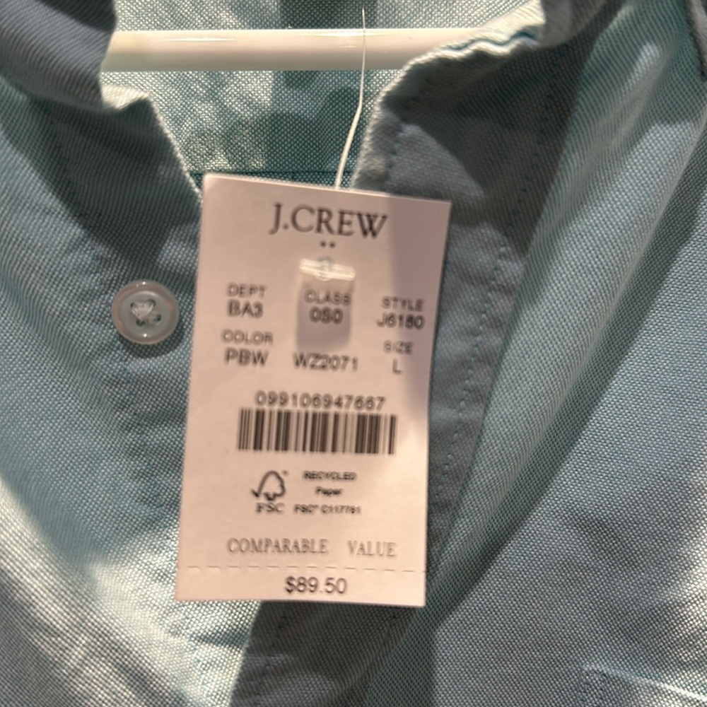 J Crew Flex Oxford Classic Fit Button Down Size:L NWT Color:Blue - Picture 4 of 5
